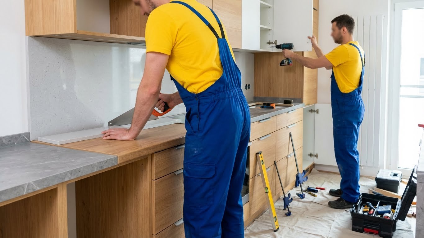 Küchenumbau in Leipzig mit Anpassung von Arbeitsplatten und Küchenelementen